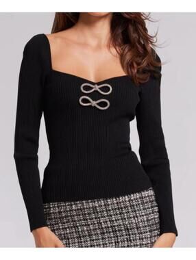 Generation Love Brittani Crystal Bow Top in Black size small